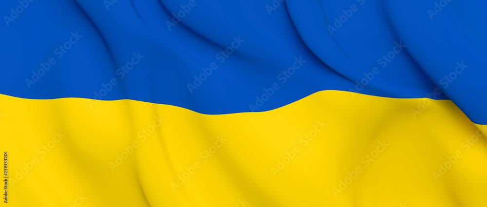National Fabric Wave Closeup Flag of Ukraine. 3d rendering illustration. National Fabric Wave Closeup Flag of Ukraine. 3d rendering illustration.