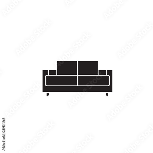Dual recliner black vector concept icon. Dual recliner flat illustration, sign, symbol