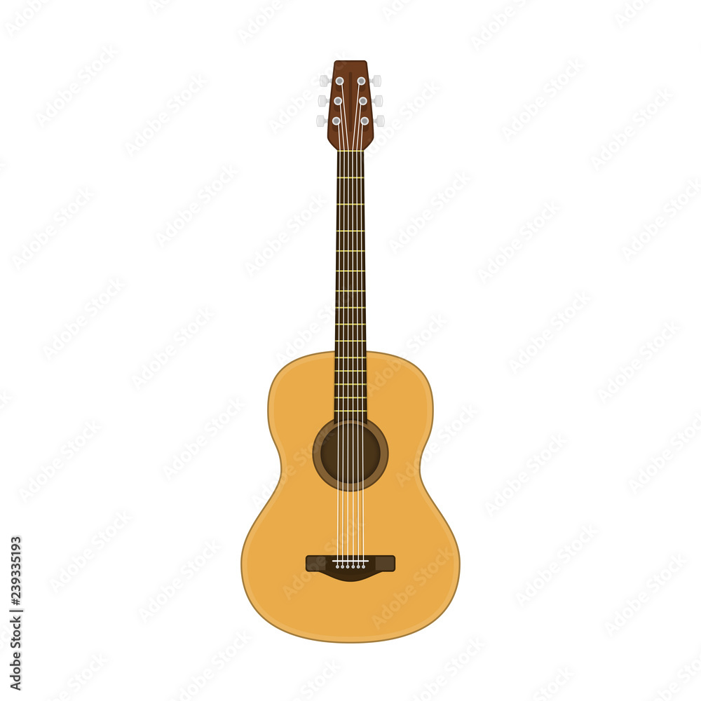 Wooden acoustic guitar.