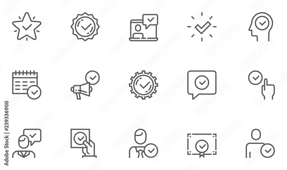 Approve Vector Line Icons Set. Authorization, Accept, Inspector. Editable Stroke. 48x48 Pixel Perfect. Approve Vector Line Icons Set. Authorization, Accept, Inspector. Editable Stroke. 48x48 Pixel Perfect.