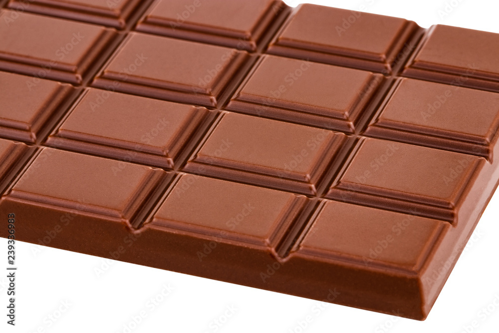 Fototapeta premium Milk chocolate bar isolated on white background
