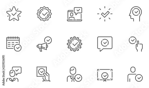 Approve Vector Line Icons Set. Authorization, Accept, Inspector. Editable Stroke. 48x48 Pixel Perfect.