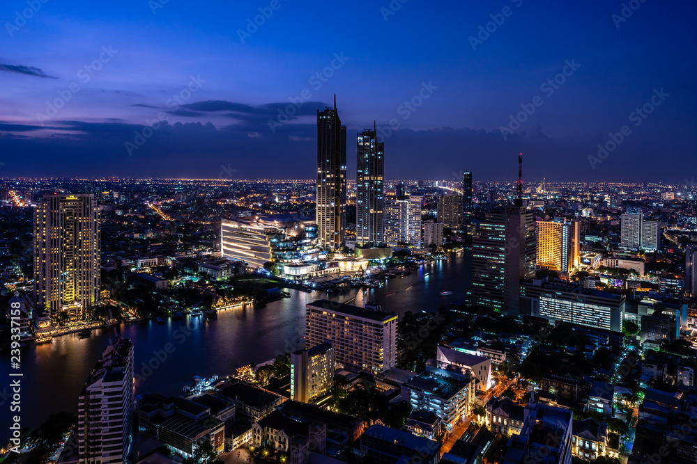 Chao phraya river in Business area of Bangkok
