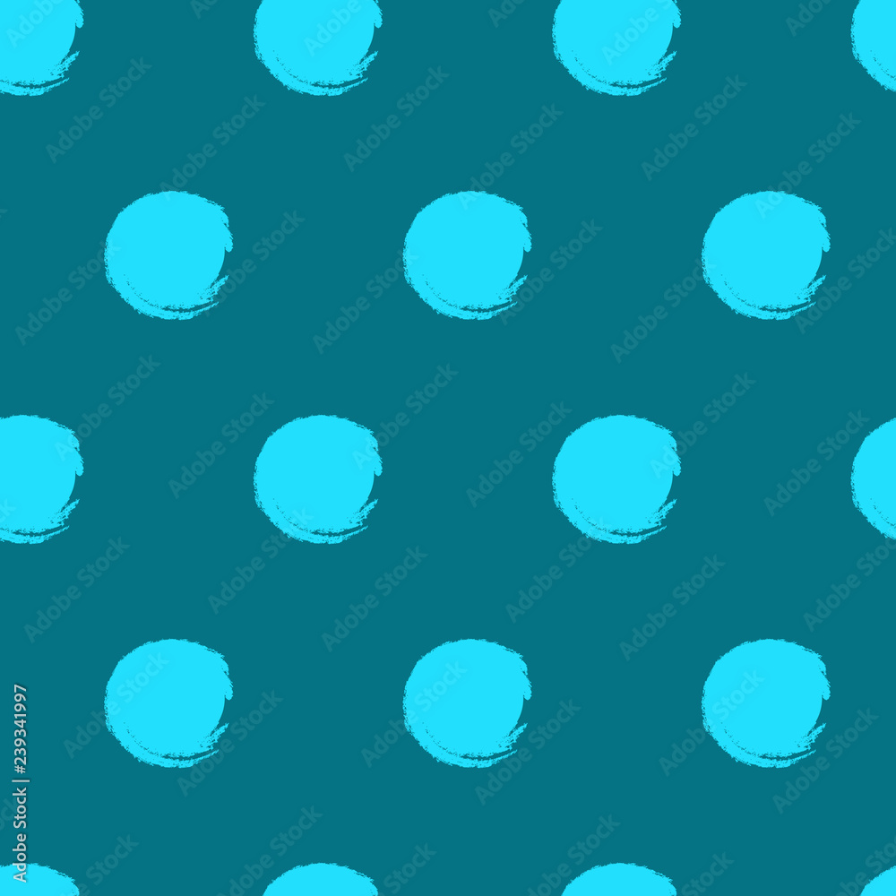 Vector seamless pattern with brush strokes. Grunge background with turquoise circles. For wallpaper, wrapping paper, banner, print for clothes. Colorful background for printed products. EPS10. Vector seamless pattern with brush strokes. Grunge background with turquoise circles. For wallpaper, wrapping paper, banner, print for clothes. Colorful background for printed products. EPS10.