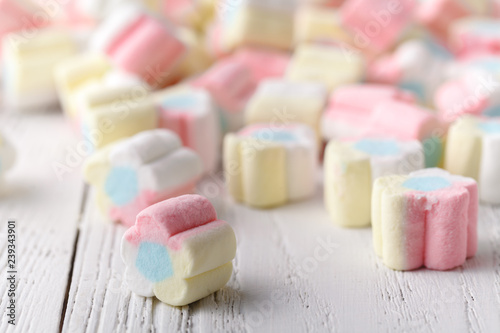 Background or texture of colorful mini marshmallows
