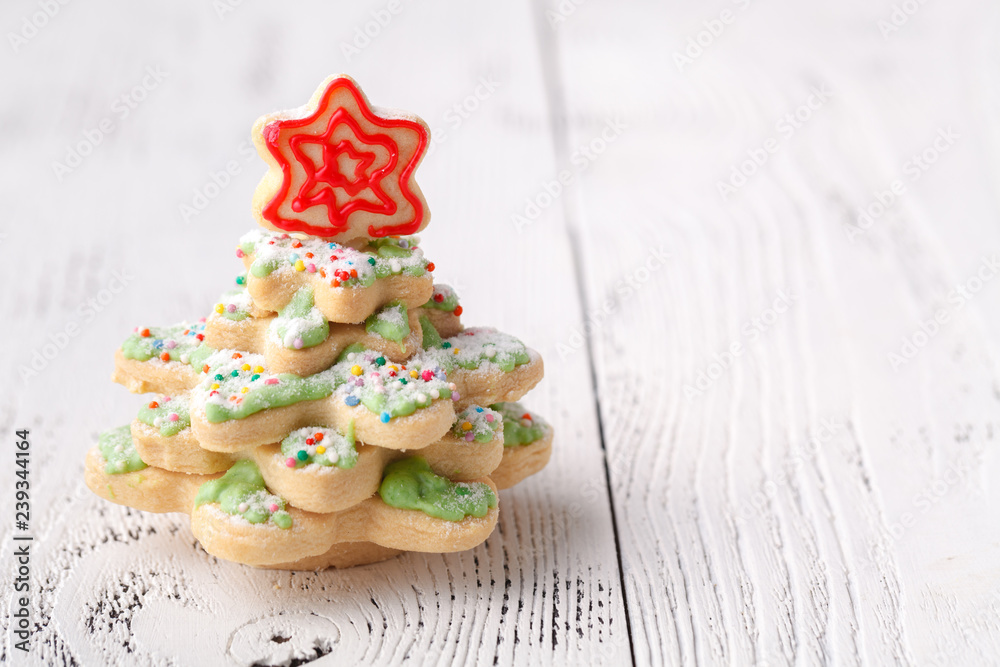 Christmas cookies on wooden table with copy cpace Christmas cookies on wooden table with copy cpace