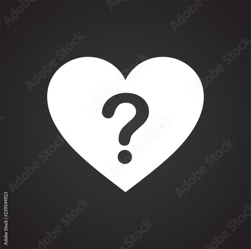 Heart question icon on black background for graphic and web design, Modern simple vector sign. Internet concept. Trendy symbol for website design web button or mobile app