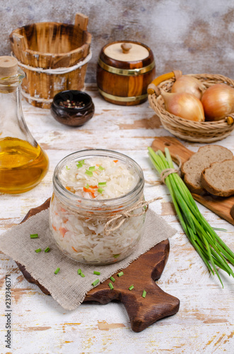Traditional sauerkraut with carrots