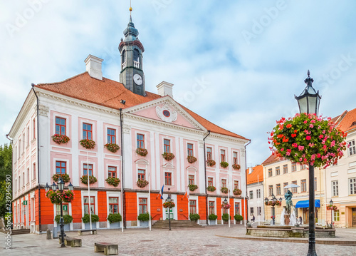 TARTU, ESTONIA. Tartu Town Hall. Main square of city. photo