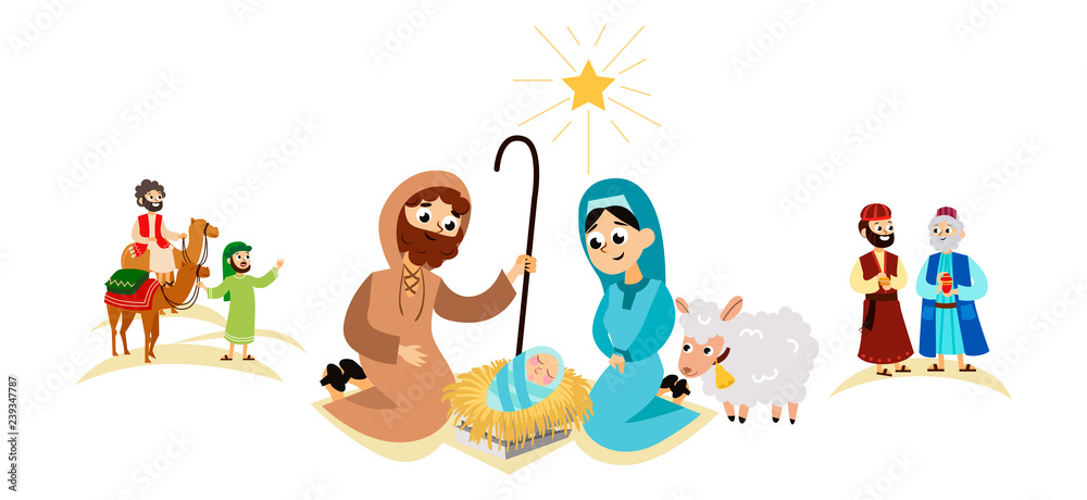 Three magic kings of orient on camels going to Bethlehem Three magic kings of orient on camels going to Bethlehem