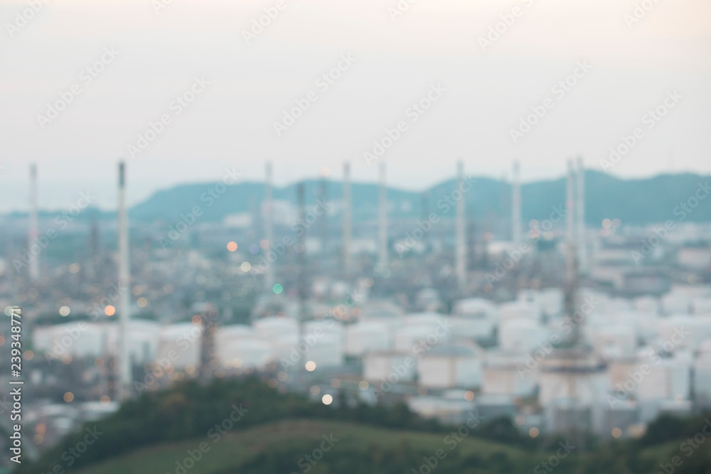 abstract blur background of oil refinery plant,industrial city background concept