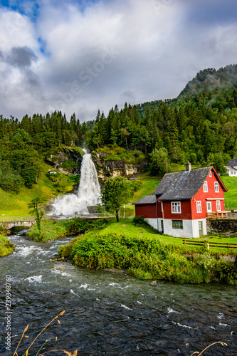 norwegian waterfall of steinsdalsfossen