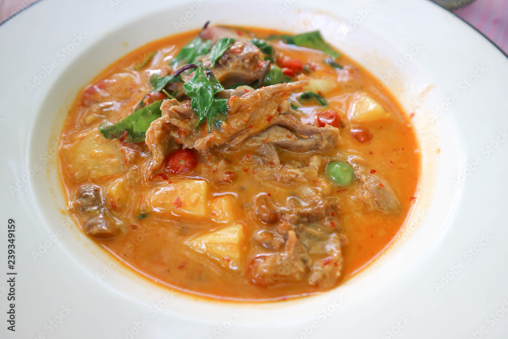 Roasted Duck Red curry or red curry with roasted duck