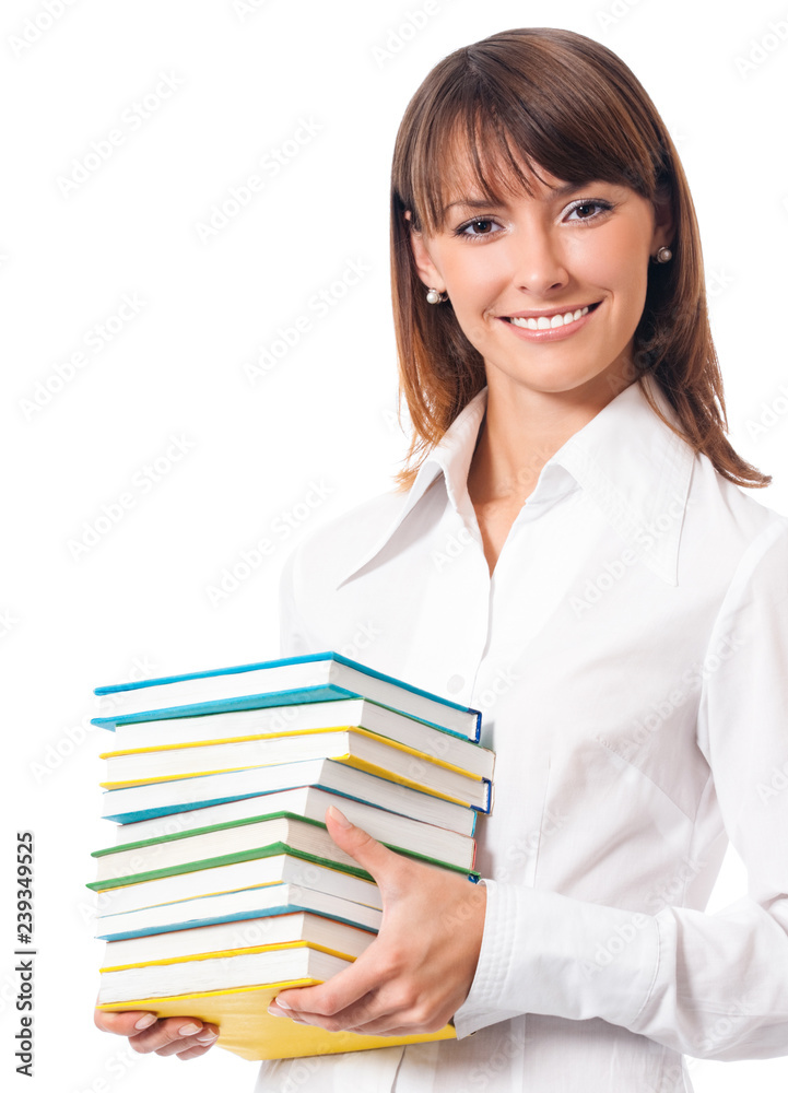 Young woman with books, isolated Young woman with books, isolated