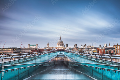 St Pauls Cathedral and Millennium Bridge, London, England, UK photo