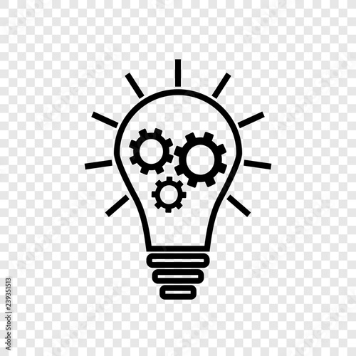 Light bulb with gears icon transparent