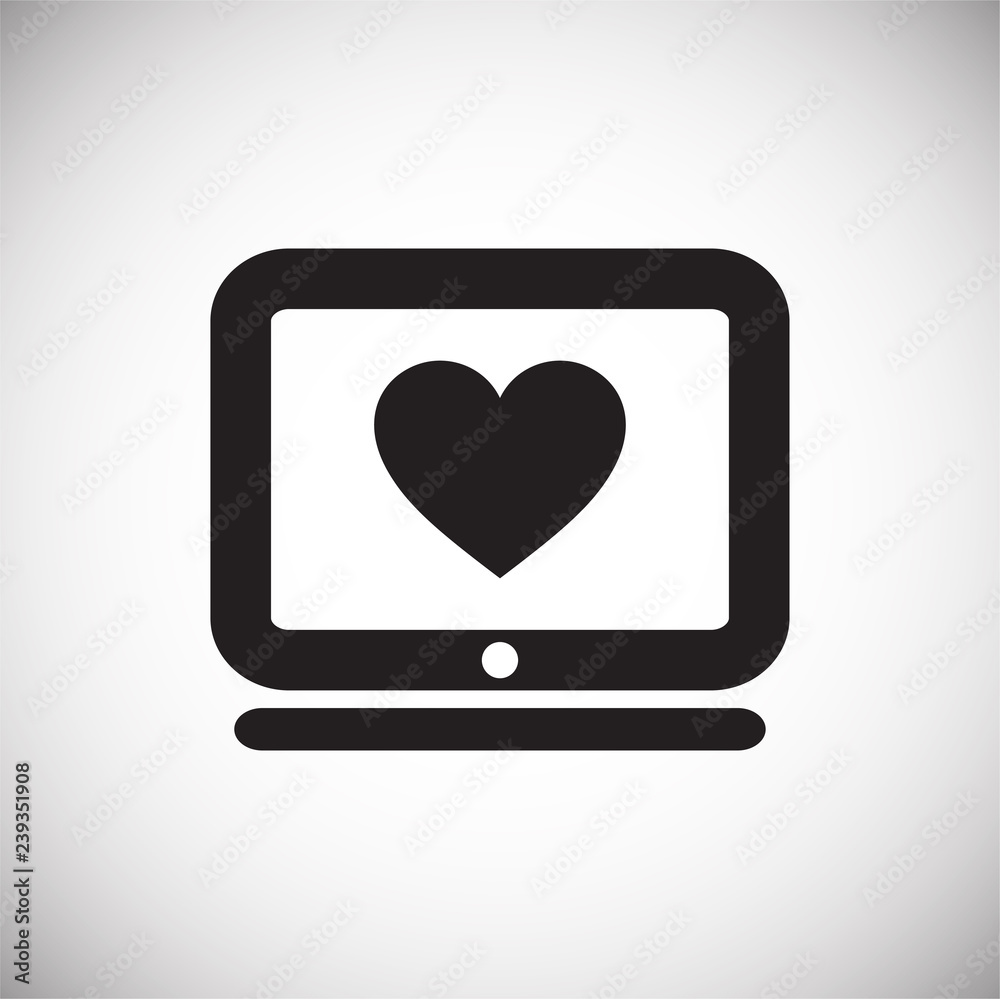 Heart on screen icon on white background for graphic and web design, Modern simple vector sign. Internet concept. Trendy symbol for website design web button or mobile app Heart on screen icon on white background for graphic and web design, Modern simple vector sign. Internet concept. Trendy symbol for website design web button or mobile app