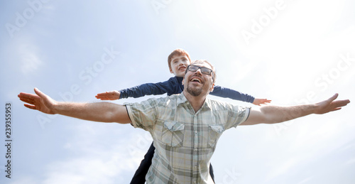 happy son and father