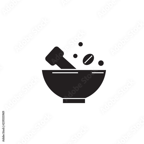 Grinding spices black vector concept icon. Grinding spices flat illustration, sign, symbol