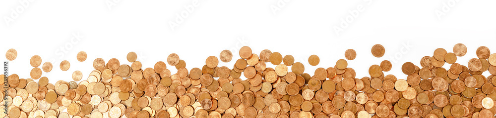 euro cent coins on a white background, border or panorama euro cent coins on a white background, border or panorama