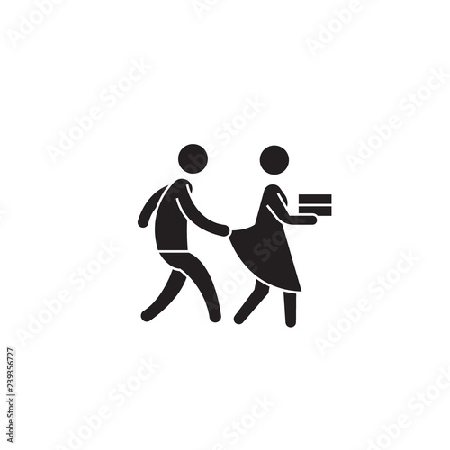 Harassment behevior black vector concept icon. Harassment behevior flat illustration, sign, symbol