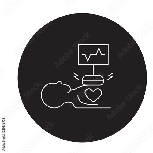 Heart surgery black vector concept icon. Heart surgery flat illustration, sign, symbol