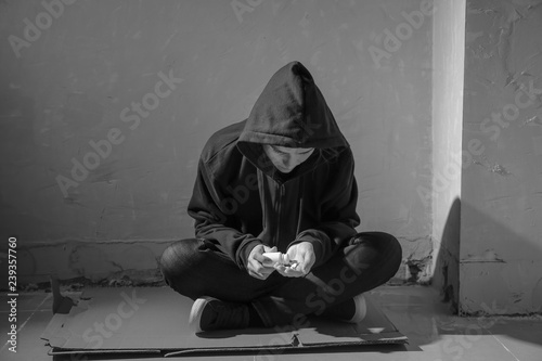 Female junkie taking drugs....