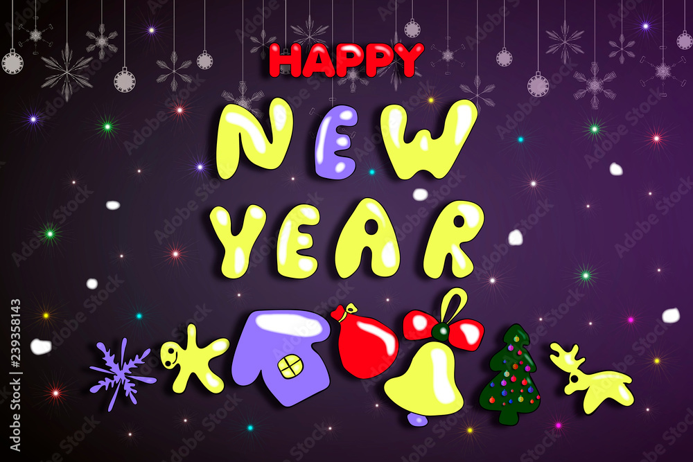 Fototapeta premium Happy new year illustration