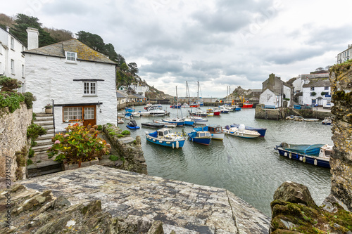  View between cottages, at the historic fishing harbour of Polperro, Cornwall. photo