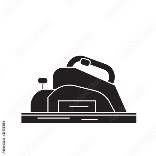 Joinery machine black vector concept icon. Joinery machine flat illustration, sign, symbol