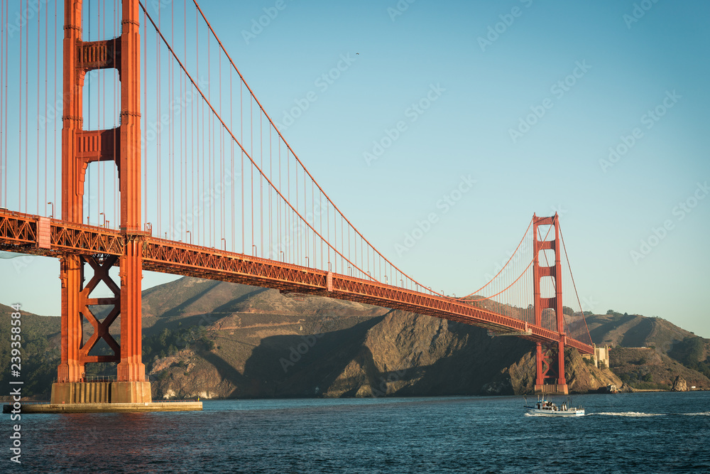 Golden Gate Bridge at sunrise from Fort Point, San Francisco, Golden Gate Bridge at sunrise from Fort Point, San Francisco,