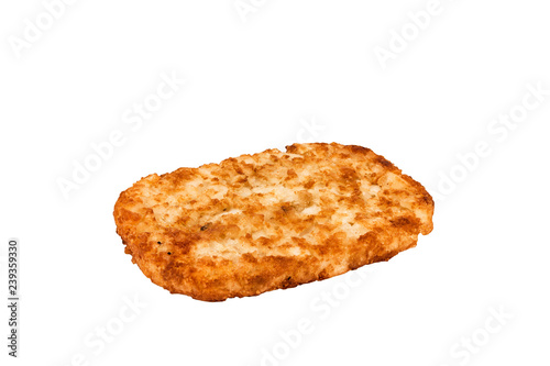 Obraz na płótnie Close up on a crispy hash brown isolated on a white background