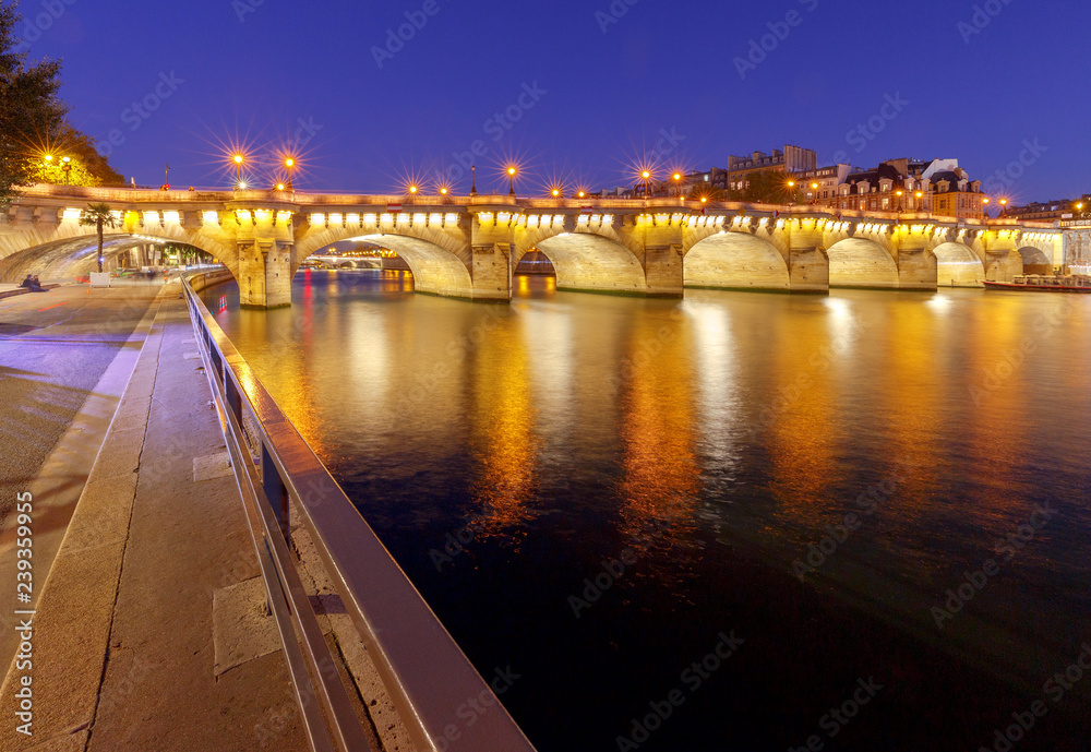 Paris. The new bridge at night.