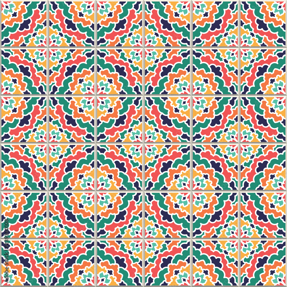 Vector seamless pattern, based on traditional wall and floor tiles Mediterranean style. Vector seamless pattern, based on traditional wall and floor tiles Mediterranean style.