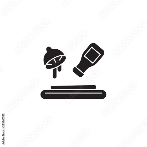 Marinade ingredients black vector concept icon. Marinade ingredients flat illustration, sign, symbol