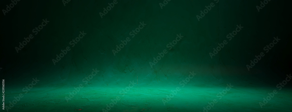 Green painted curved wall and floor for presentation, banner - obrazy, fototapety, plakaty 