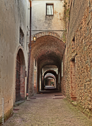 Fototapeta Naklejka Na Ścianę i Meble -  Castellina in Chianti, Siena, Tuscany, Italy: the ancient street Via delle Volte
