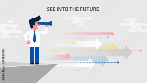 businessman look into distance in telescope