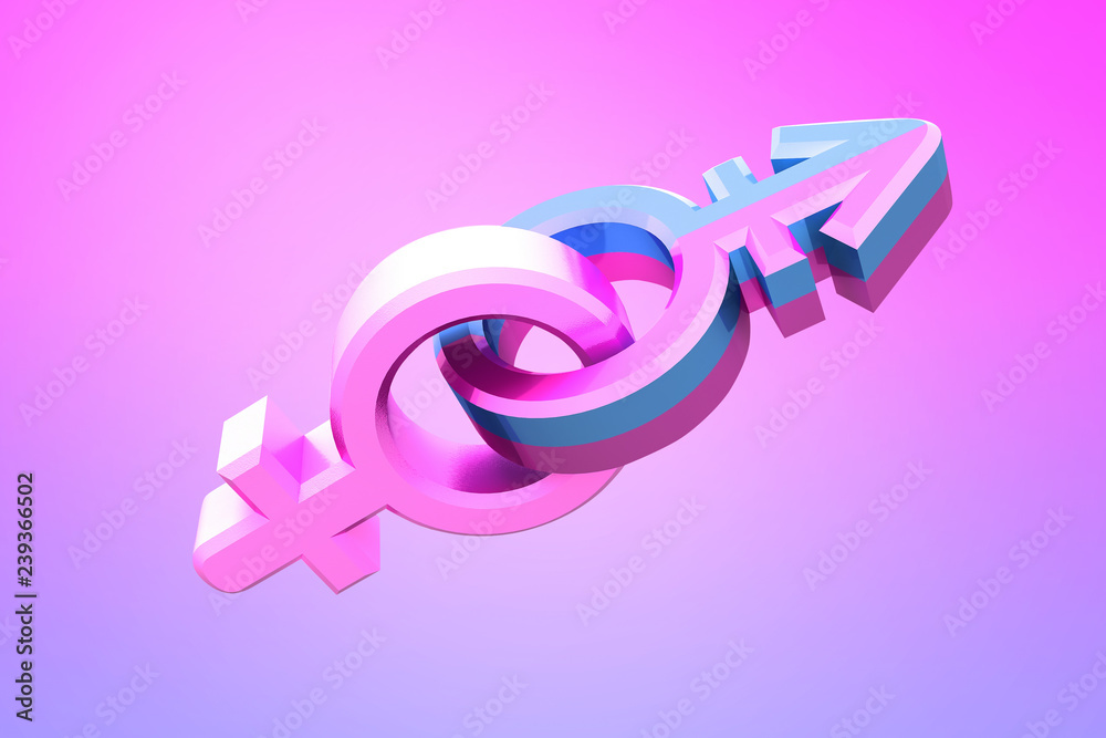 Venus and Mars signs. Symbols of gender concept design. 3D illustration