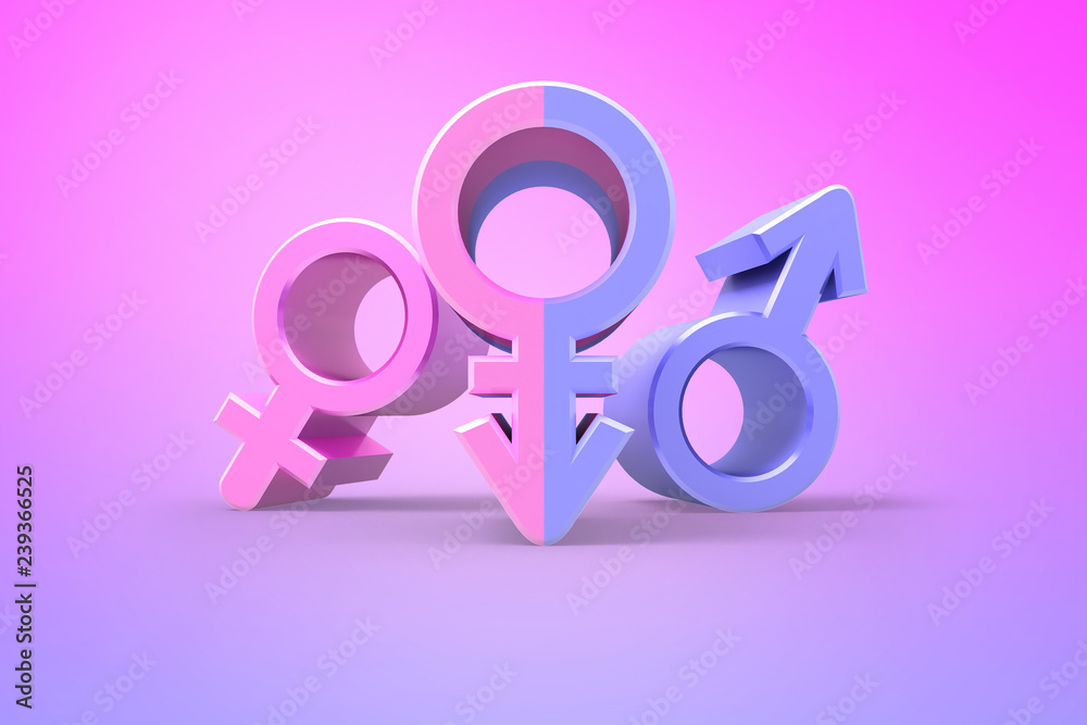 Venus and Mars signs. Symbols of gender concept design. 3D illustration