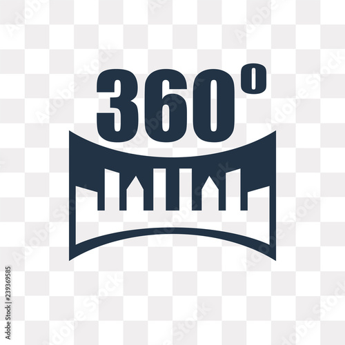 360 degrees vector icon isolated on transparent background, 360 degrees  transparency concept can be used web and mobile