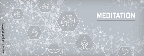 Zen Meditation Mandala Design Symbol Concept with Swirly Yoga Embellishments Web  Header Banner