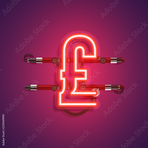 Realistic neon character with wires and console, vector illustration