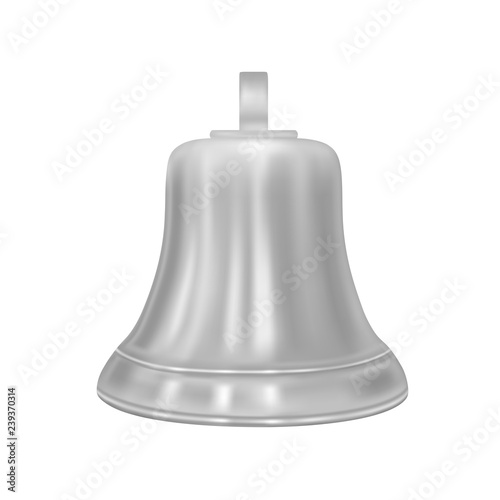 A silver bell in the vector.A metal bell on a white background.Vector illustration of a Christmas bell.
