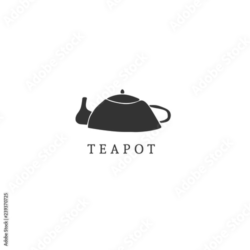 Kitchen logo template, a teapot. Vector hand drawn object.