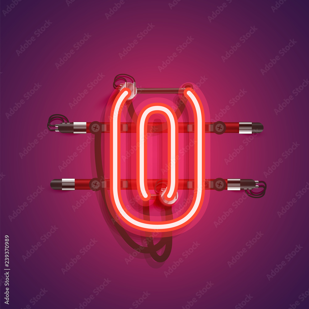 Realistic neon character with wires and console, vector illustration