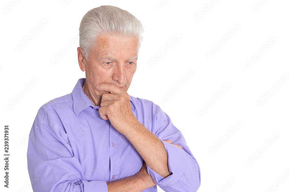 Thinking senior man isolated on white background Thinking senior man isolated on white background
