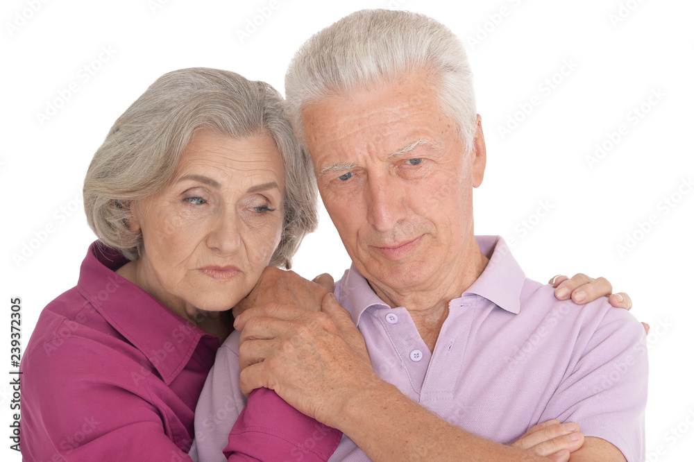 Sad senior couple isolated on white background Sad senior couple isolated on white background