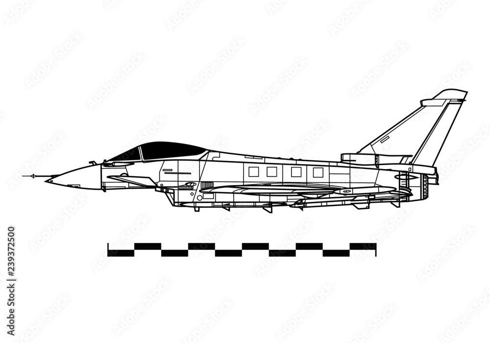 Eurofighter EF-2000 TYPHOON. Outline drawing Eurofighter EF-2000 TYPHOON. Outline drawing