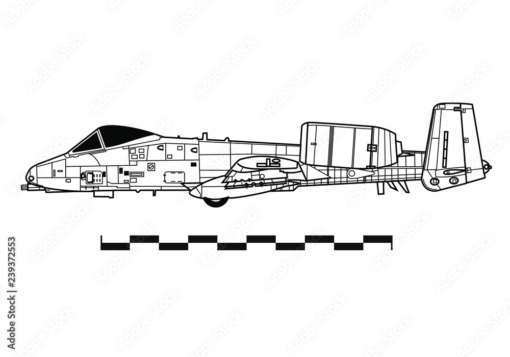 Fairchild A-10A THUNDERBOLT II. Outline drawing